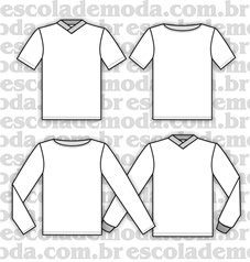 Moldes de t-shirts unissex com gola V